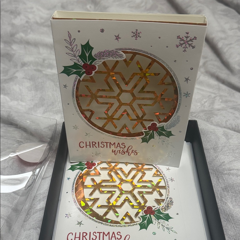 3D Festive Christmas Wishes Card Set with Gold Accents - 4 Cards